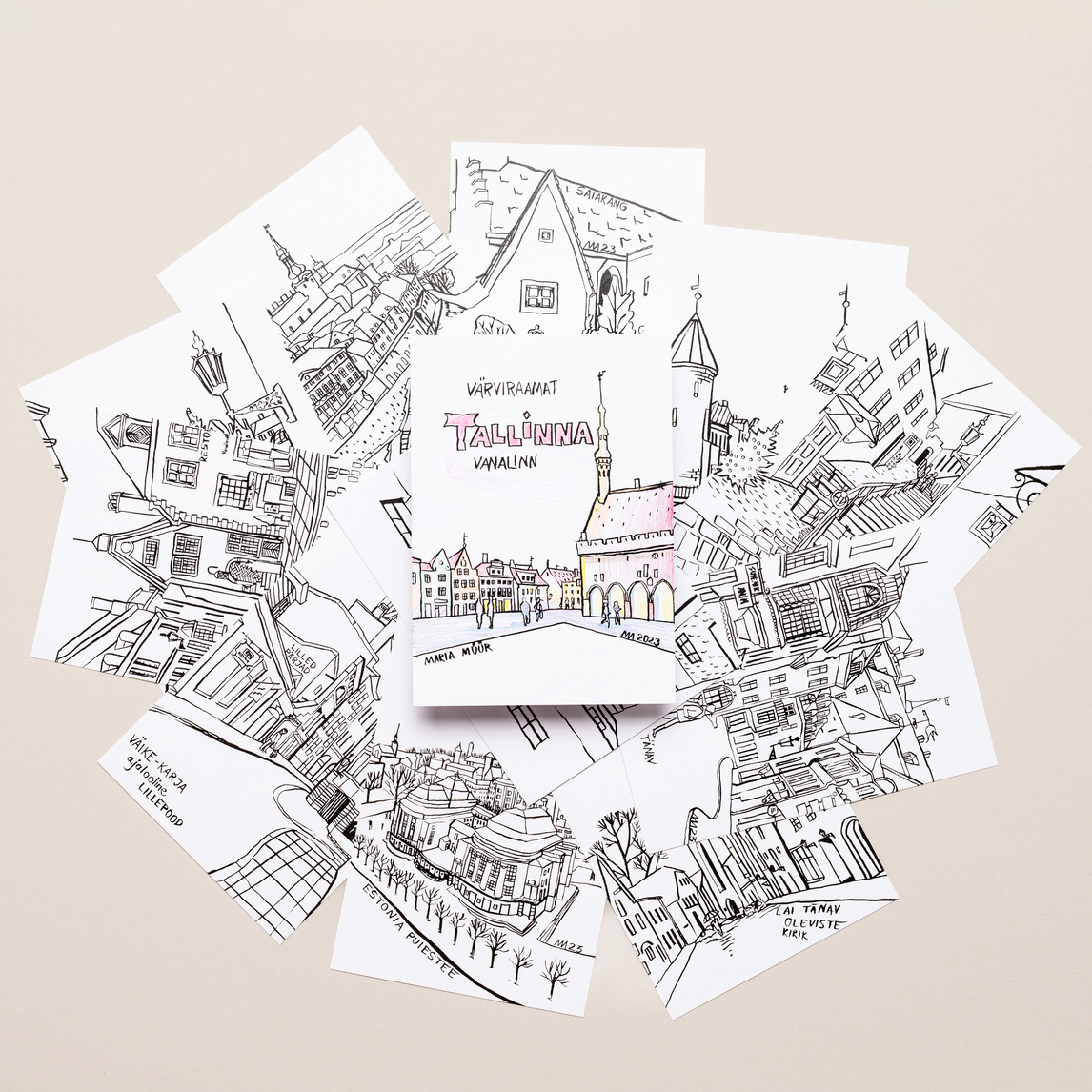 tallinna vanalinna värviraamatu postkaart