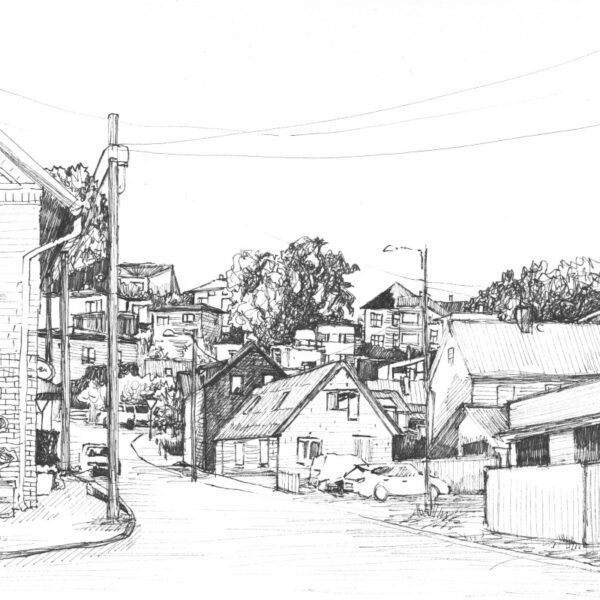 järve äärest koju joonistus mustvalge