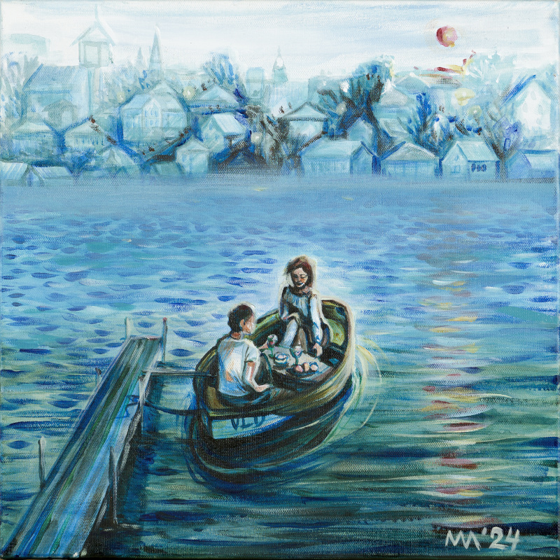 viljandi paadimees maal sinine paat